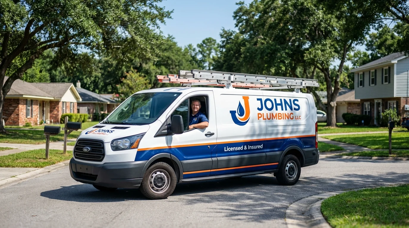 Johns Plumbing LLC service van in Mahwah, NJ