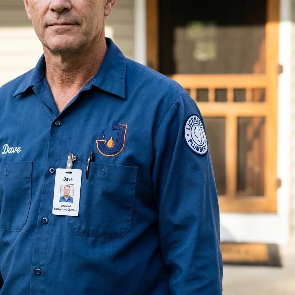 Licensed plumber showing ID badge in Mahwah, NJ