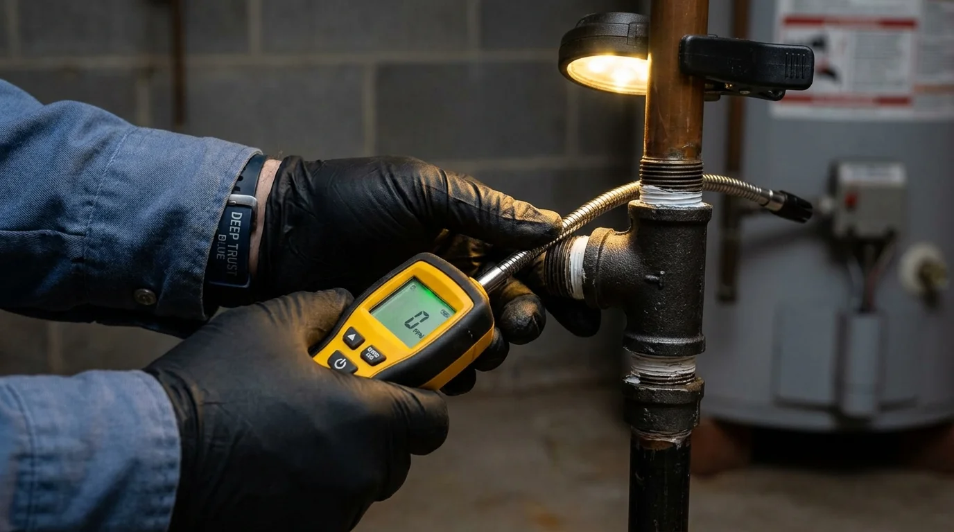 Gas leak detection with electronic sniffer by Johns Plumbing LLC in Mahwah